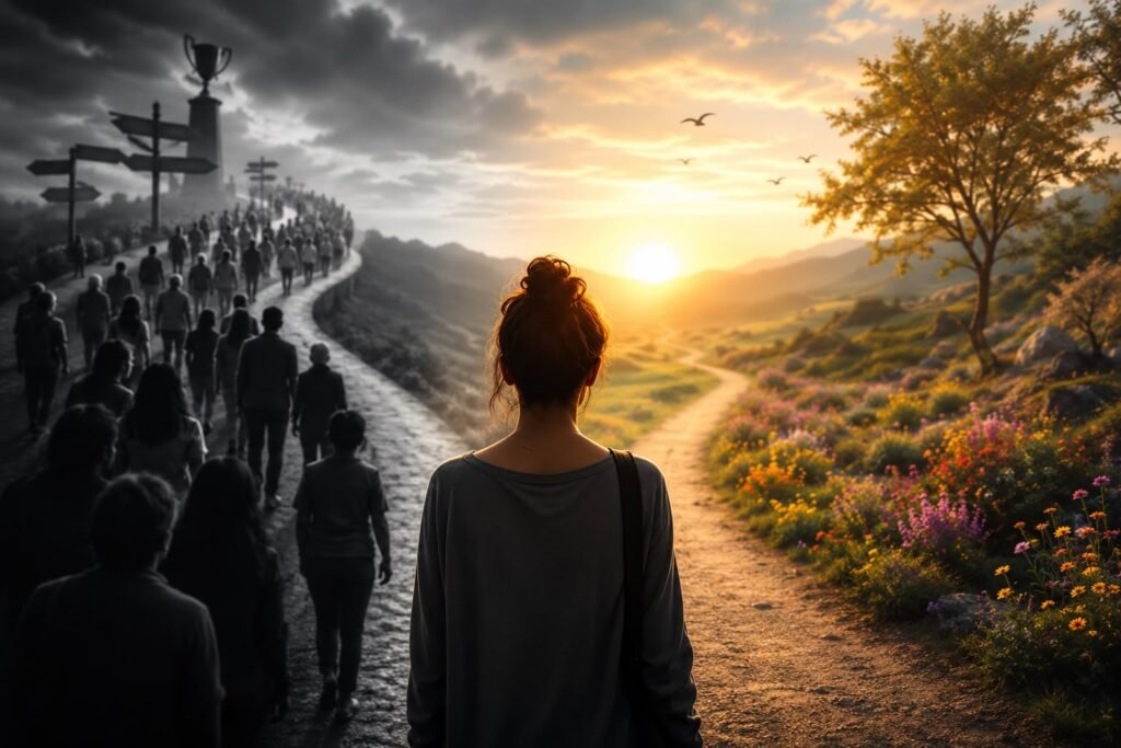 person walking their own path without comparing themselves to others