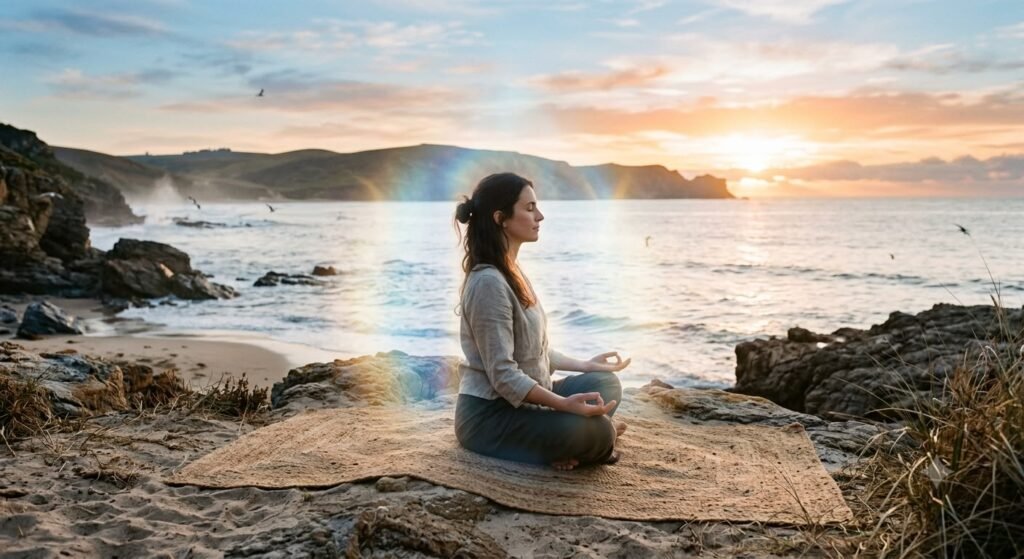 person sitting in meditation quietly discovering the real purpose of meditation and inner peace