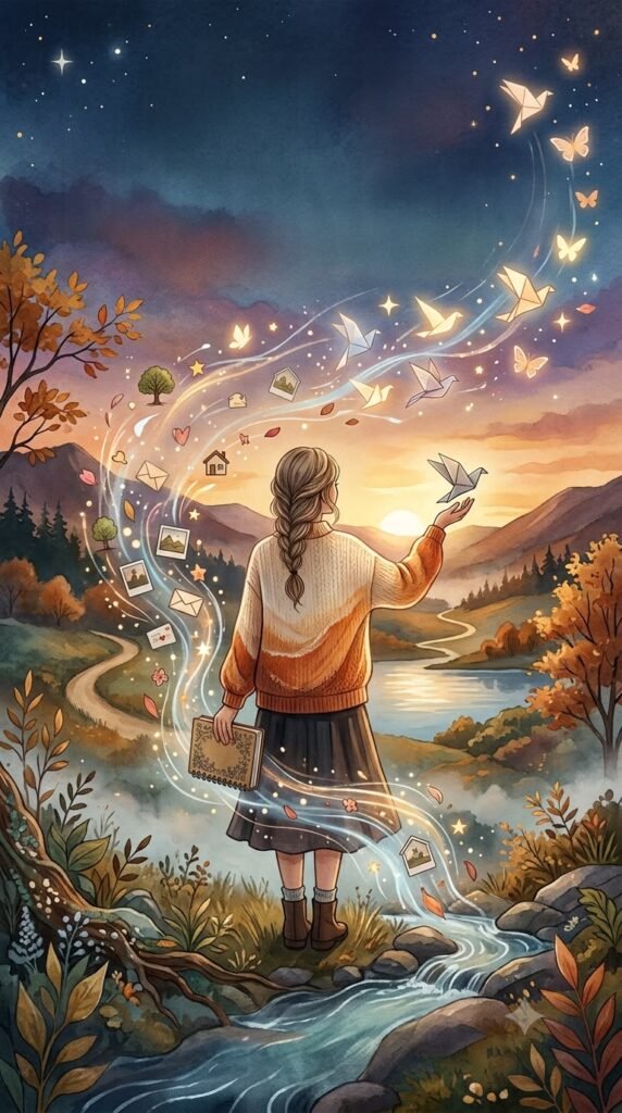 person walking forward peacefully representing the art of letting go without forgetting the lessons of the past